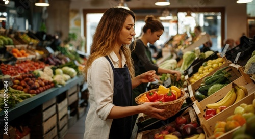 Woman Shopping For Produce At A Local Market