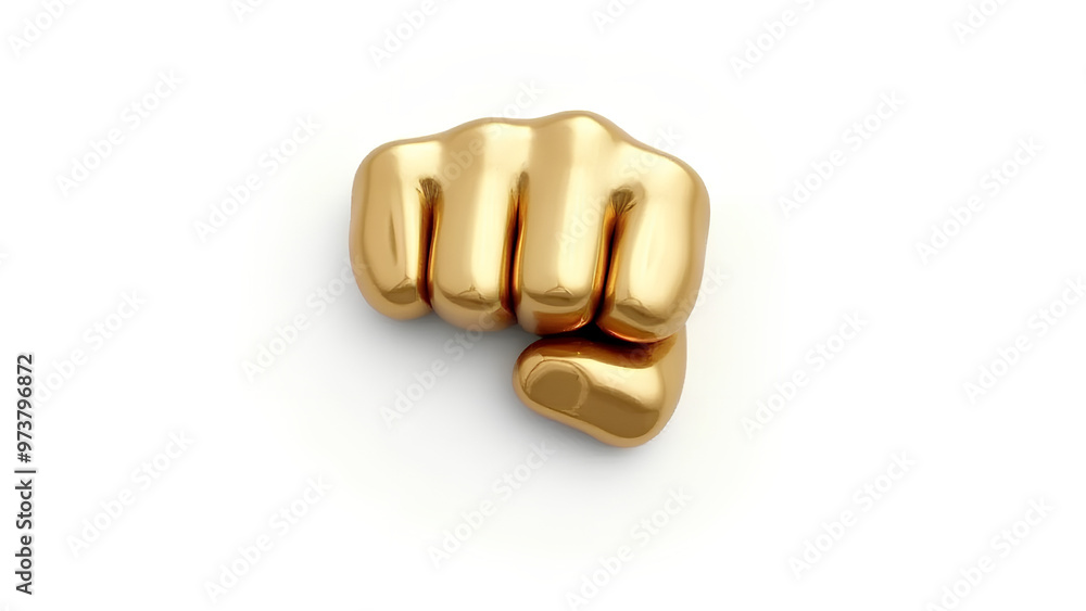 A clean and minimalist composition set against a pure white background featuring a prominent golden clenched fist at its center serving as a strong and bold logo for a brand A clean and minimalist composition set against a pure white background featuring a prominent golden clenched fist at its center serving as a strong and bold logo for a brand