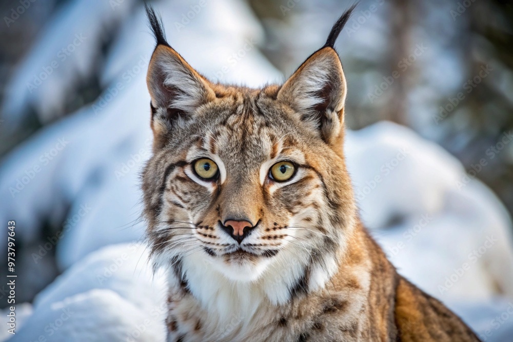 Fototapeta premium Majestatyczny ryś w śnieżnym siedlisku
