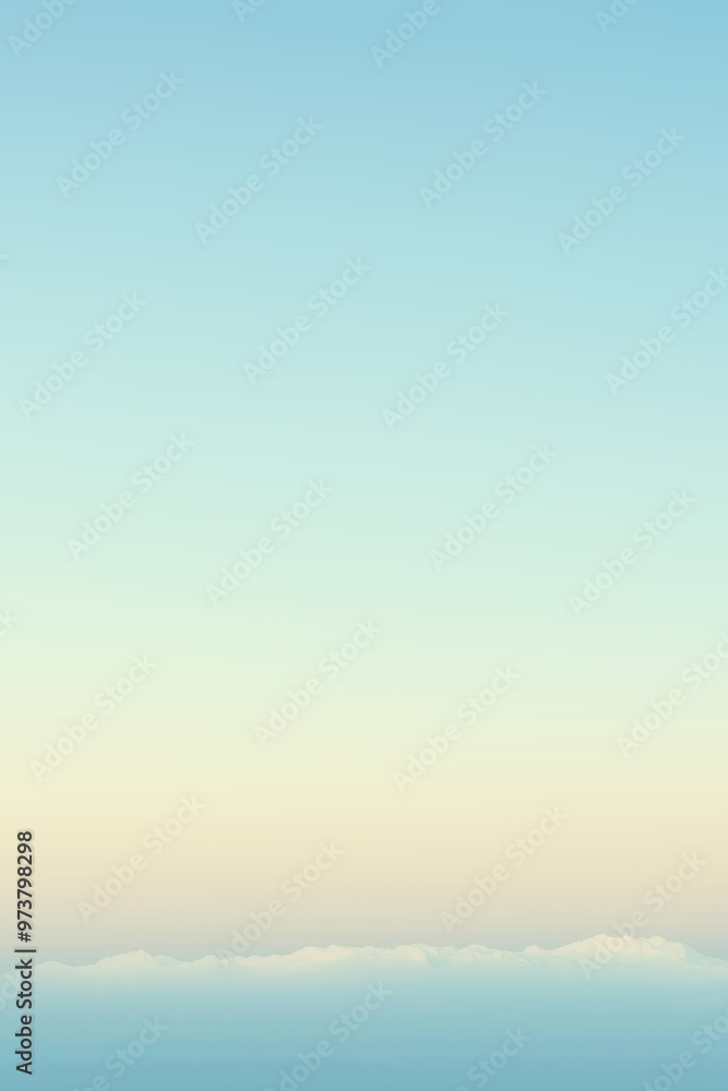 Serene sky gradient blending with mountain silhouette at horizon Serene sky gradient blending with mountain silhouette at horizon