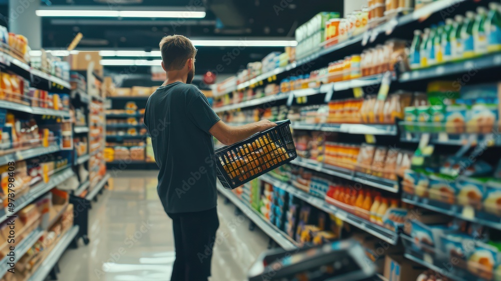 Grocery store employees restocking shelves with a fresh supply of locally sourced foods Grocery store employees restocking shelves with a fresh supply of locally sourced foods