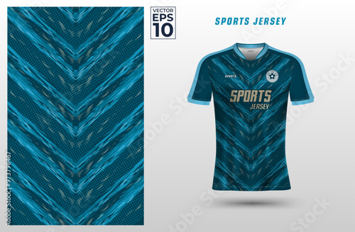 T-shirt sport jersey design template with abstract grunge halftone pattern background. Sport uniform in front view. Tshirt mock up for sport club. Vector Illustration