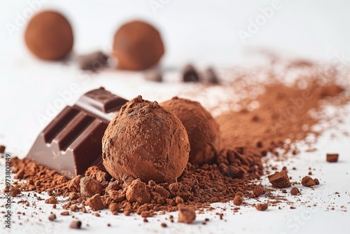 Chocolate truffles with cocoa powder dusting