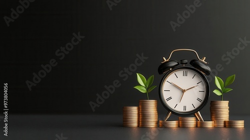 Wallpaper Mural Timepiece surrounded by growing investments, symbolizing ROI over time, photorealistic business scene Torontodigital.ca
