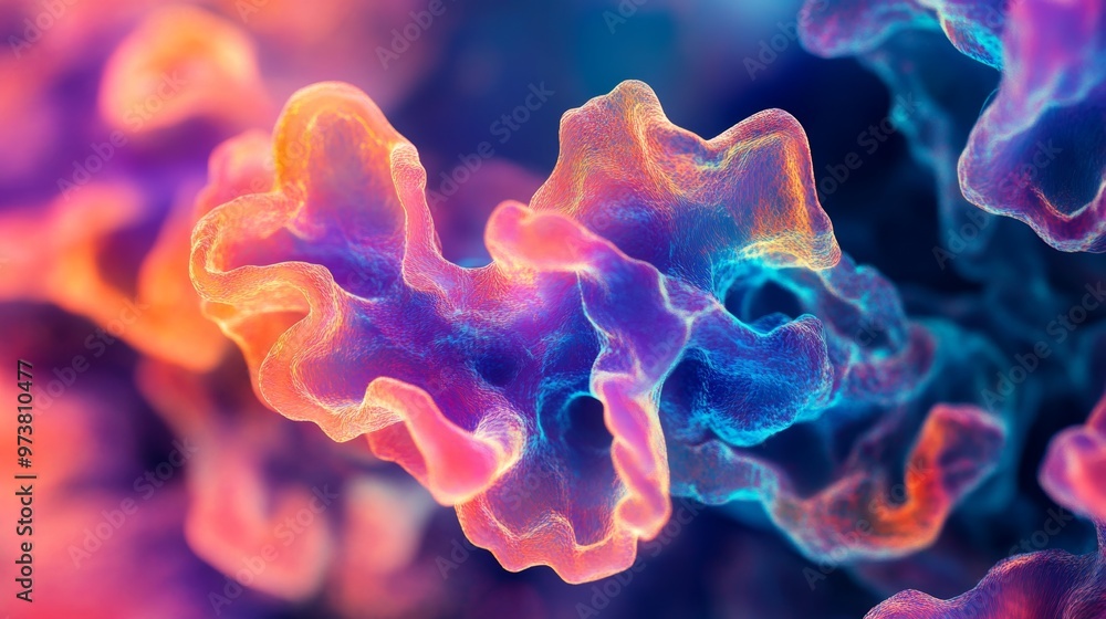 Detailed Macro Photograph of a Complex Protein Molecule in Motion Detailed Macro Photograph of a Complex Protein Molecule in Motion