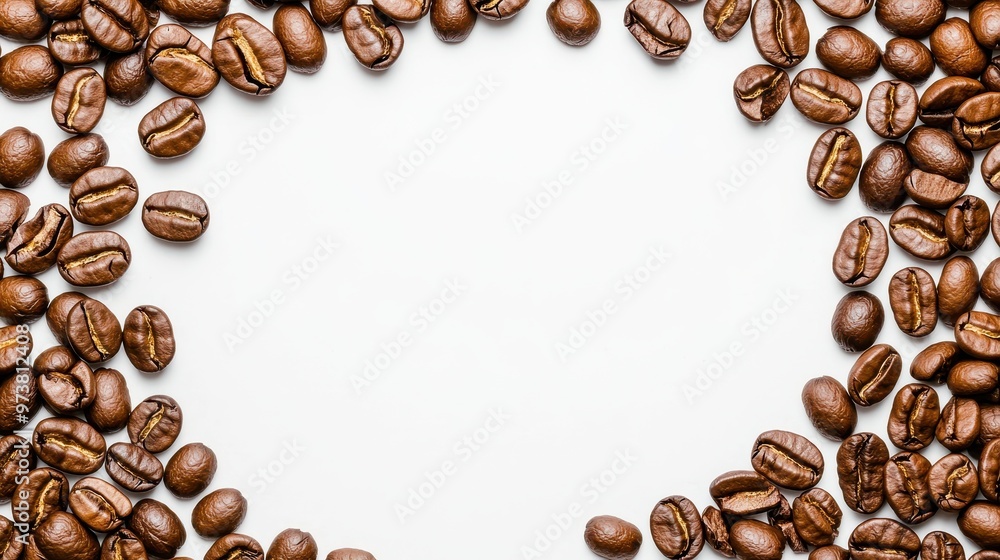 Coffee Beans Frame Border White Background Coffee Beans Frame Border White Background
