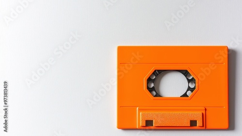 Orange Cassette Tape on White Background photo