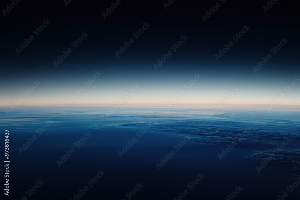 Obraz premium Sunset fading over earth horizon seen from airplane window