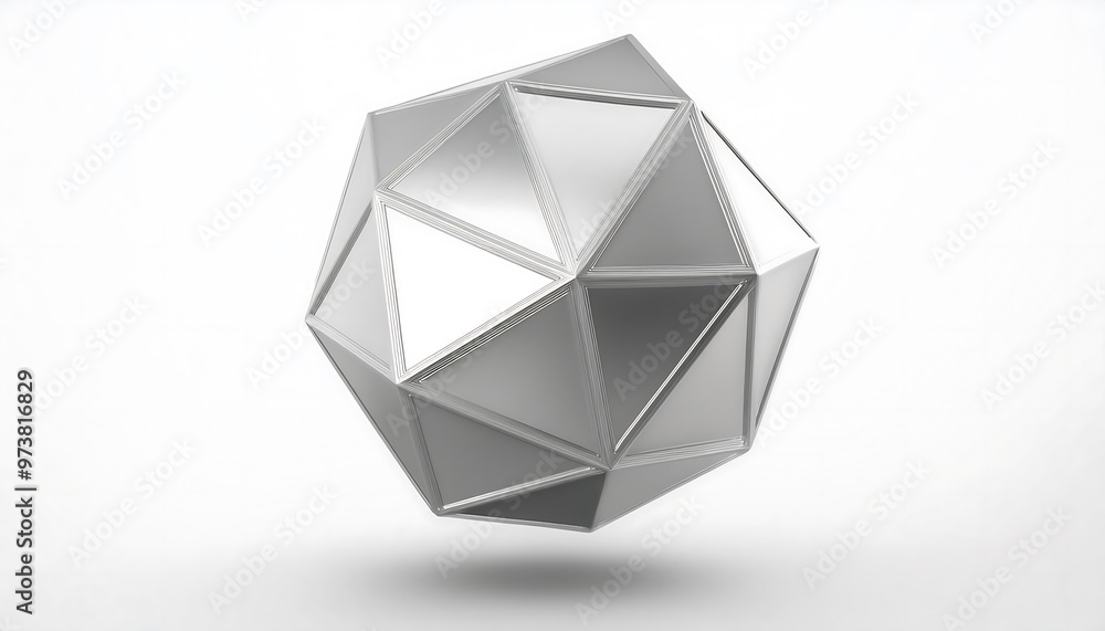 Silver Smooth Floating Tetrahedron 3D Geometric Shape on White Background
Silver Smooth Floating Tetrahedron 3D Geometric Shape on White Background