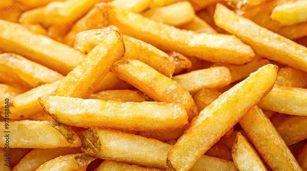 Golden French Fries Close Up Crispy Potato Fast Food Snack Food Golden French Fries Close Up Crispy Potato Fast Food Snack Food
