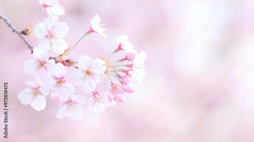 Delicate Pink Cherry Blossoms Blooming in Spring Delicate Pink Cherry Blossoms Blooming in Spring