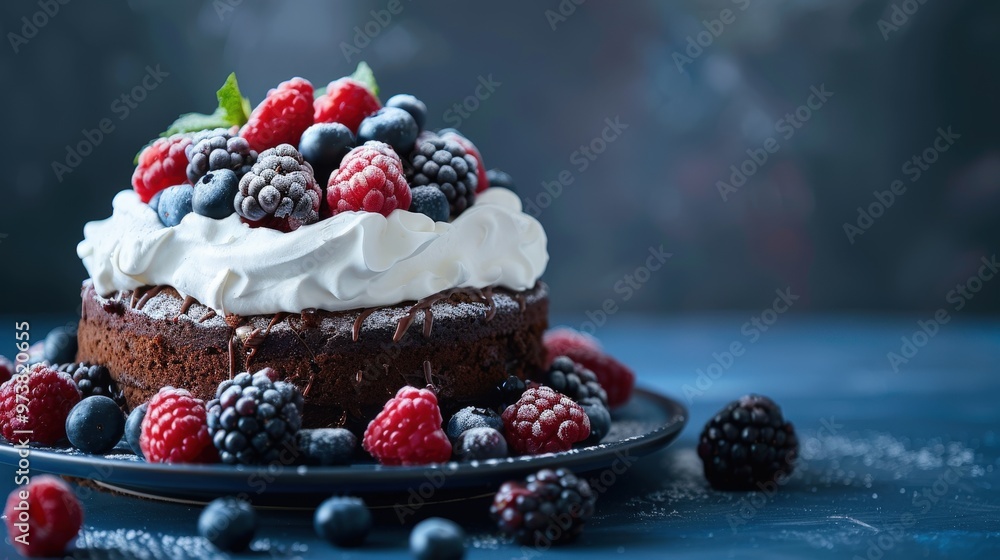 Sumptuous Chocolate Cake with Whipped Cream and Fresh Berries Sumptuous Chocolate Cake with Whipped Cream and Fresh Berries