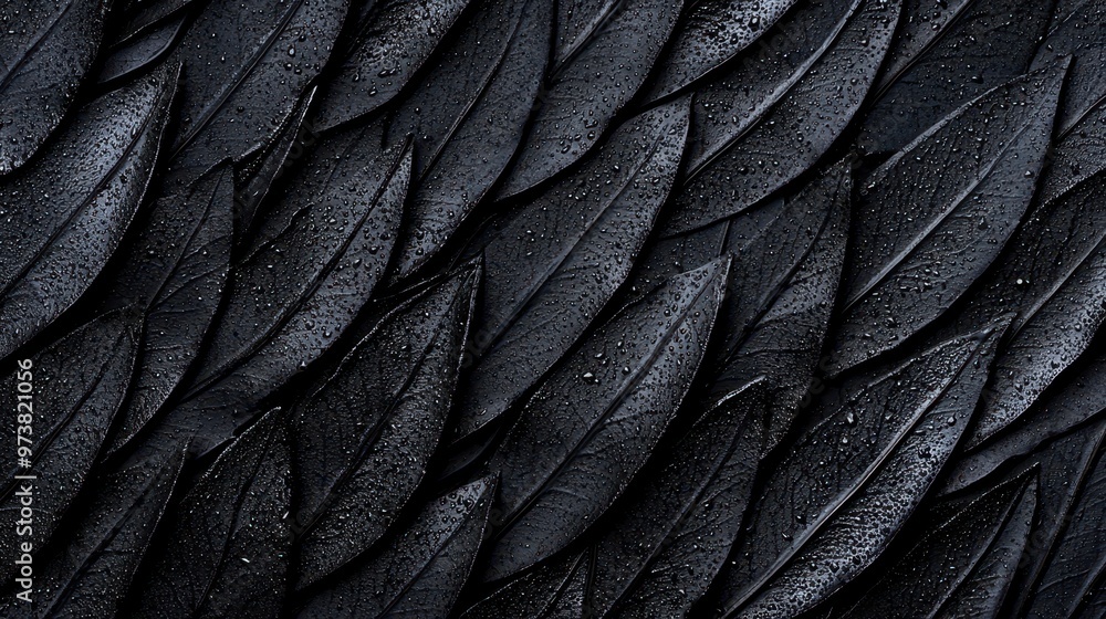 Dark Black Wet Leaves Abstract Pattern Texture Background Dark Black Wet Leaves Abstract Pattern Texture Background