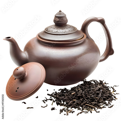 Wallpaper Mural Teapot with lid containing black tea leaves against transparent background Torontodigital.ca