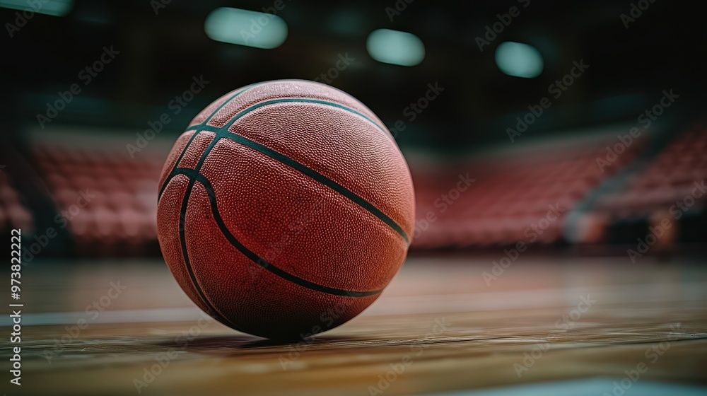 Naklejka premium Basketball on Court.