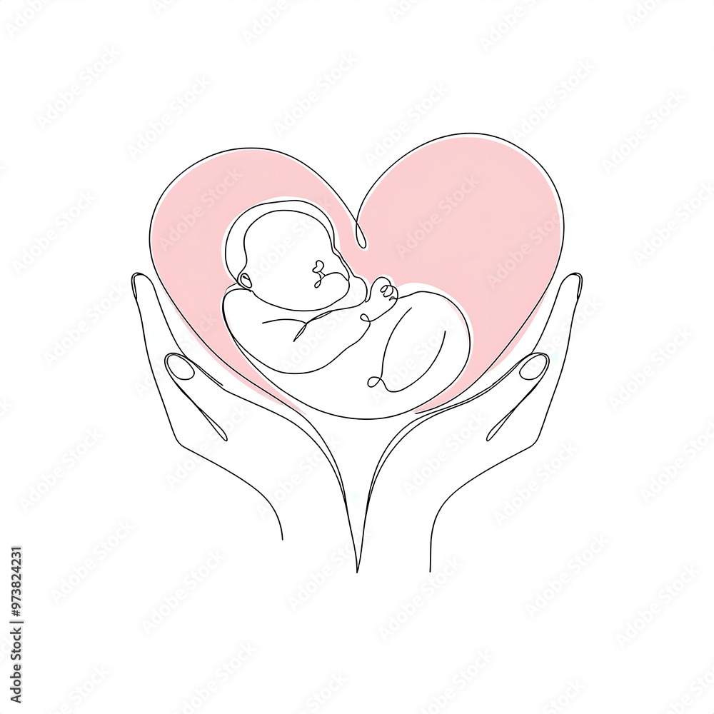 Vector one line art set of illustrations of mother and father holding a new born baby heels and hands in Lineart style Vector one line art set of illustrations of mother and father holding a new born baby heels and hands in Lineart style