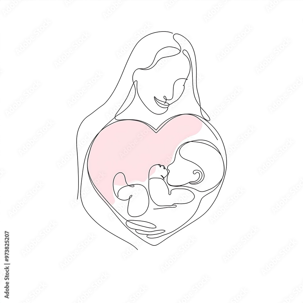 Vector one line art set of illustrations of mother and father holding a new born baby heels and hands in Lineart style Vector one line art set of illustrations of mother and father holding a new born baby heels and hands in Lineart style