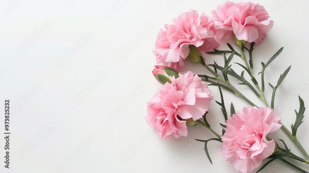 Pink carnations on white background Pink carnations on white background