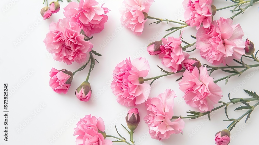 Pink carnations on white background Pink carnations on white background