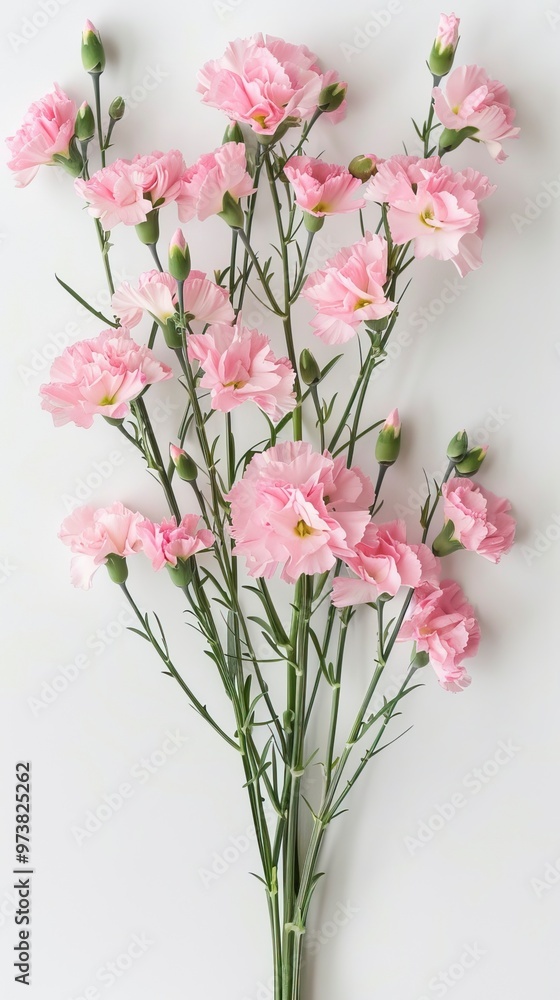Pink carnations on white background Pink carnations on white background