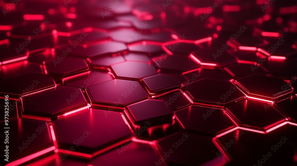 Technology comb hexagonal pattern red light geometric structure connection Technology comb hexagonal pattern red light geometric structure connection