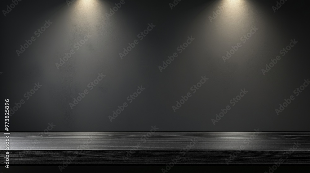 Luxury black wooden countertop spotlight display branding product promotion presentation Luxury black wooden countertop spotlight display branding product promotion presentation