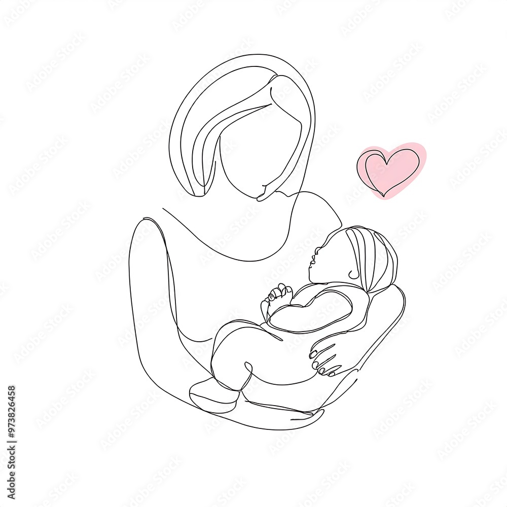 Vector one line art set of illustrations of mother and father holding a new born baby heels and hands in Lineart style Vector one line art set of illustrations of mother and father holding a new born baby heels and hands in Lineart style