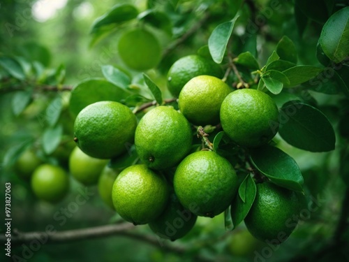 Wallpaper Mural Green limes on a tree nature background Torontodigital.ca