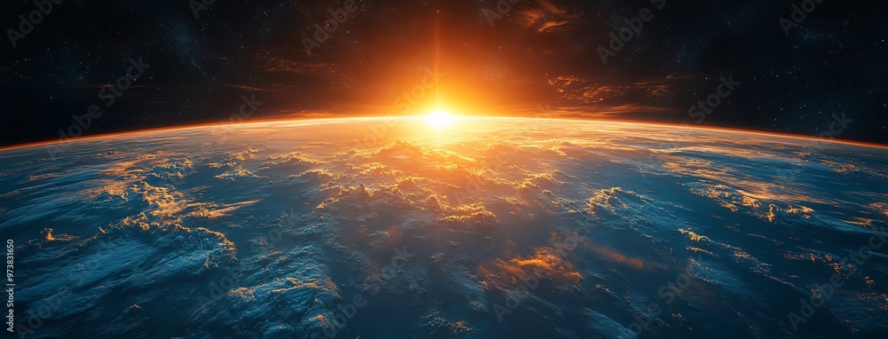 Earthrise Sunrise Over Cloudscape From Space Earthrise Sunrise Over Cloudscape From Space