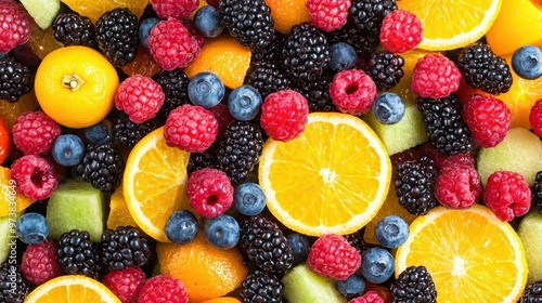 Fresh Fruit Mix Raspberries Blackberries Blueberries Oranges Kiwi