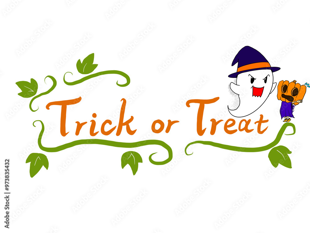 カボチャとオバケのイラスト付きTRICK or TREATのタグ カボチャとオバケのイラスト付きTRICK or TREATのタグ