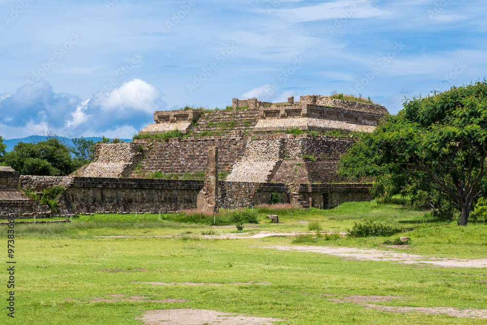 The ruins of Monte Alban, a large archaeological site in Oaxaca, Mexico The ruins of Monte Alban, a large archaeological site in Oaxaca, Mexico