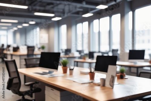 Wallpaper Mural An interior office scene featuring a desk, computer, laptop and surrounding furnishings Torontodigital.ca