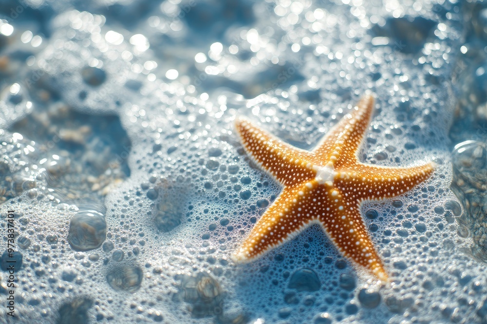 Starfish on the summer beach in sea water. Summer background. Summer time, ai Starfish on the summer beach in sea water. Summer background. Summer time, ai