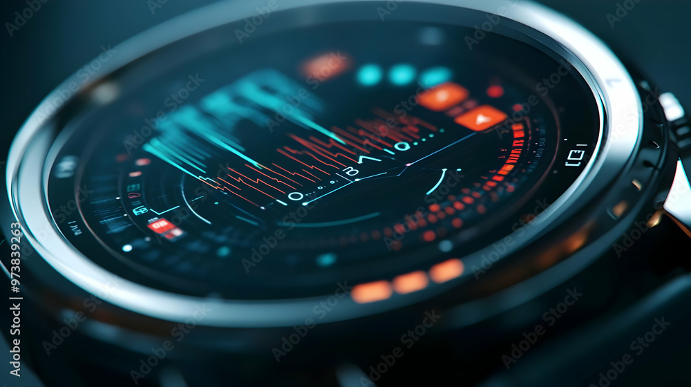 custom made wallpaper toronto digitalFuturistic Smartwatch Display with Data Visualization Illustration
