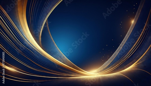Abstract background with swirling blue and gold lines
