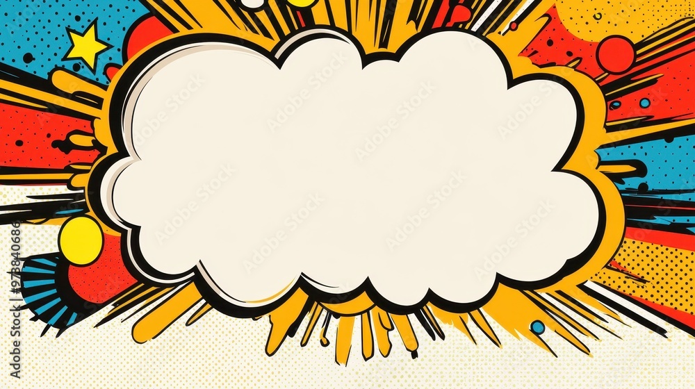 Comic Book Speech Bubble with Colorful Explosion Effect Comic Book Speech Bubble with Colorful Explosion Effect