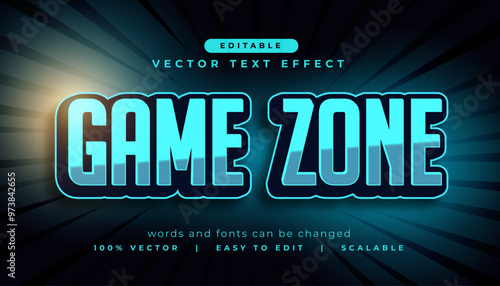 editable game zone text effect style vector