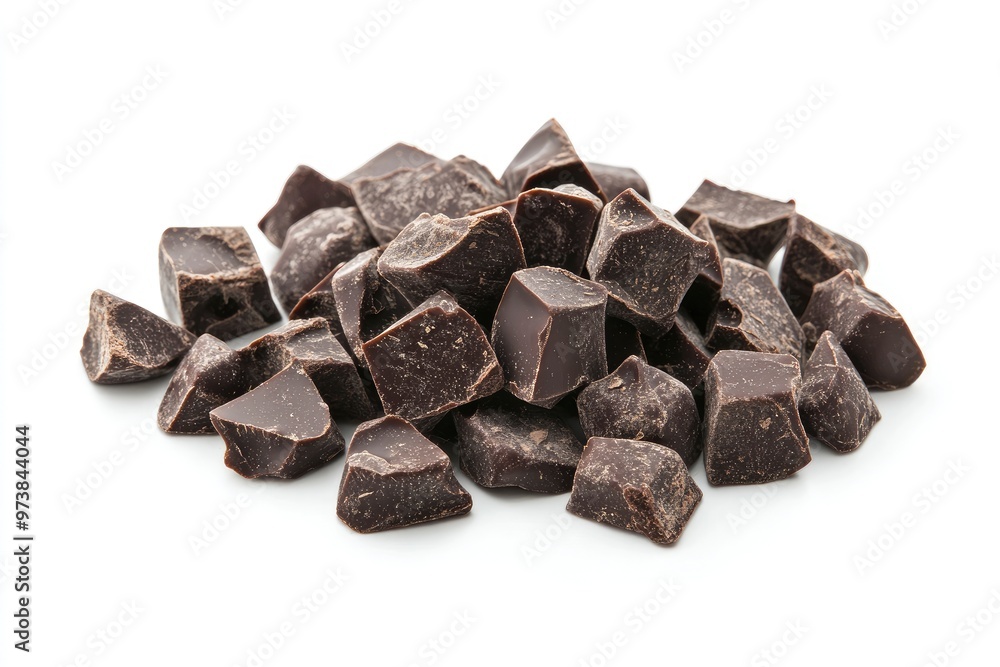 Dark chocolate chunks isolated on white background. Collection , ai Dark chocolate chunks isolated on white background. Collection , ai
