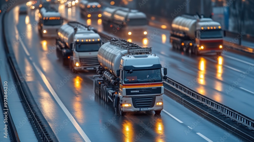 Fuel tanker fleet on the move, coordinated for large-scale fuel distribution Fuel tanker fleet on the move, coordinated for large-scale fuel distribution