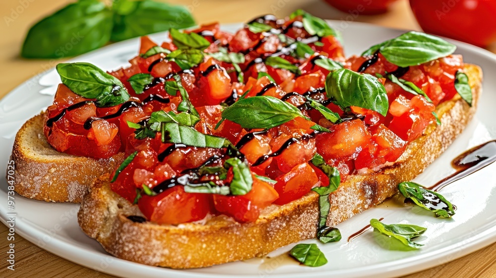 Delicious Bruschetta with Tomatoes Basil and Balsamic Glaze Delicious Bruschetta with Tomatoes Basil and Balsamic Glaze