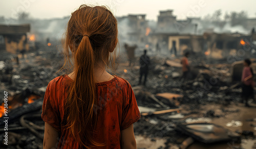 “A Little Girl Stands in the Middle of an Empty Street, Creating a Scene of Innocence and Solitude, Highlighting Childhood, Exploration, and the Quietness of an Urban Environment” 