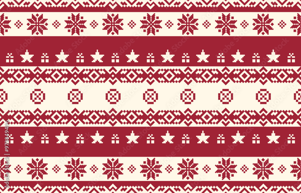 Christmas and New Year green and white seamless pattern, fairytale pixel pattern in white and green with Nordic snowflakes for winter hats, ugly sweaters, jumpers. wallpaper, paper or other design Christmas and New Year green and white seamless pattern, fairytale pixel pattern in white and green with Nordic snowflakes for winter hats, ugly sweaters, jumpers. wallpaper, paper or other design