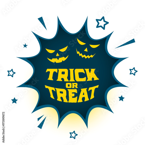 happy halloween trick or treat pumpkin background in comic style