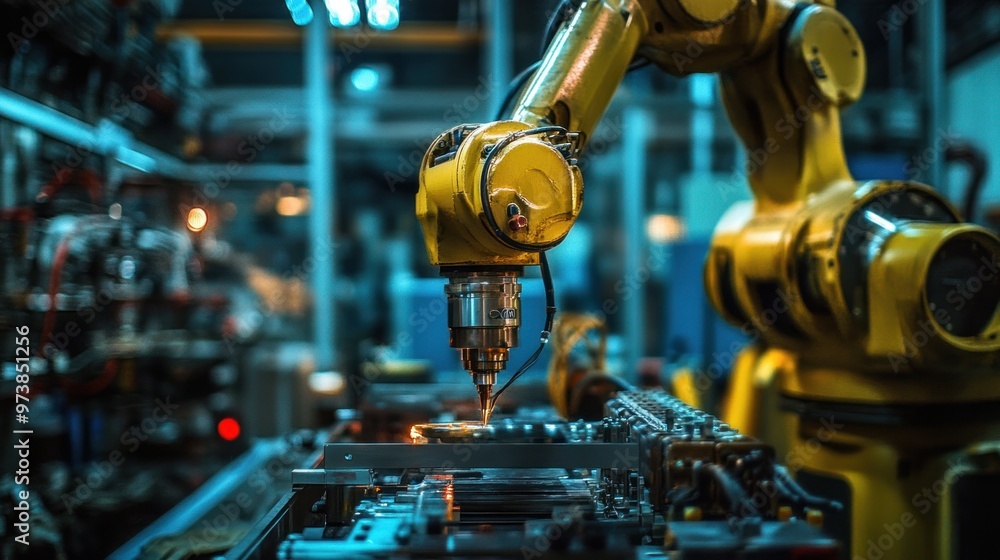 Industrial automation with advanced robotics, IoT in factory production Industrial automation with advanced robotics, IoT in factory production