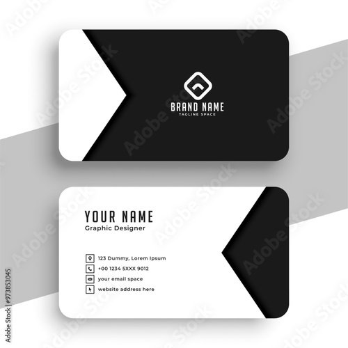 black and white corporate business card layout for office identity