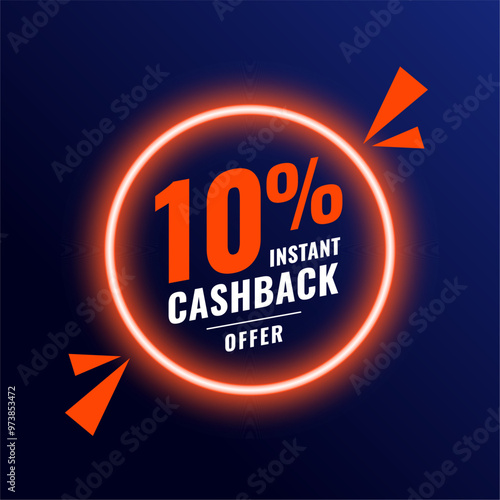 instant cashback bonus offer template with neon effect