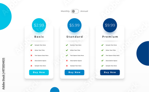 3 option pricing checklist template for web application