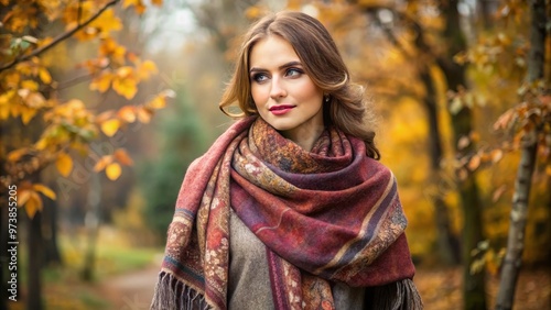 Softly draped over the shoulders, this cozy luxurious pashmina wool shawl wrap exudes warmth and effortless style,