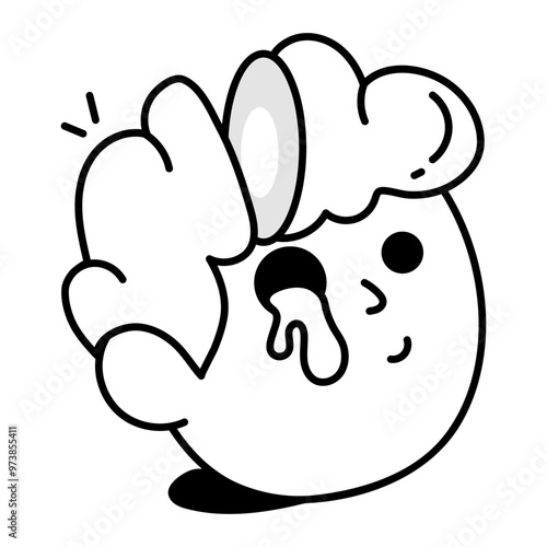 Hand drawn icon showing a person with bleeding eye  